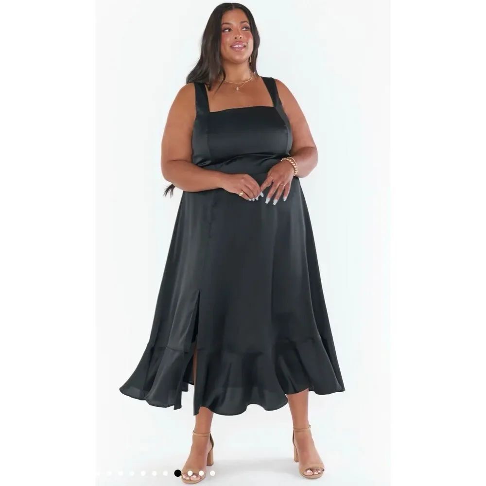 Show Me Your Mumu Claire Midi Dress in Black Medium